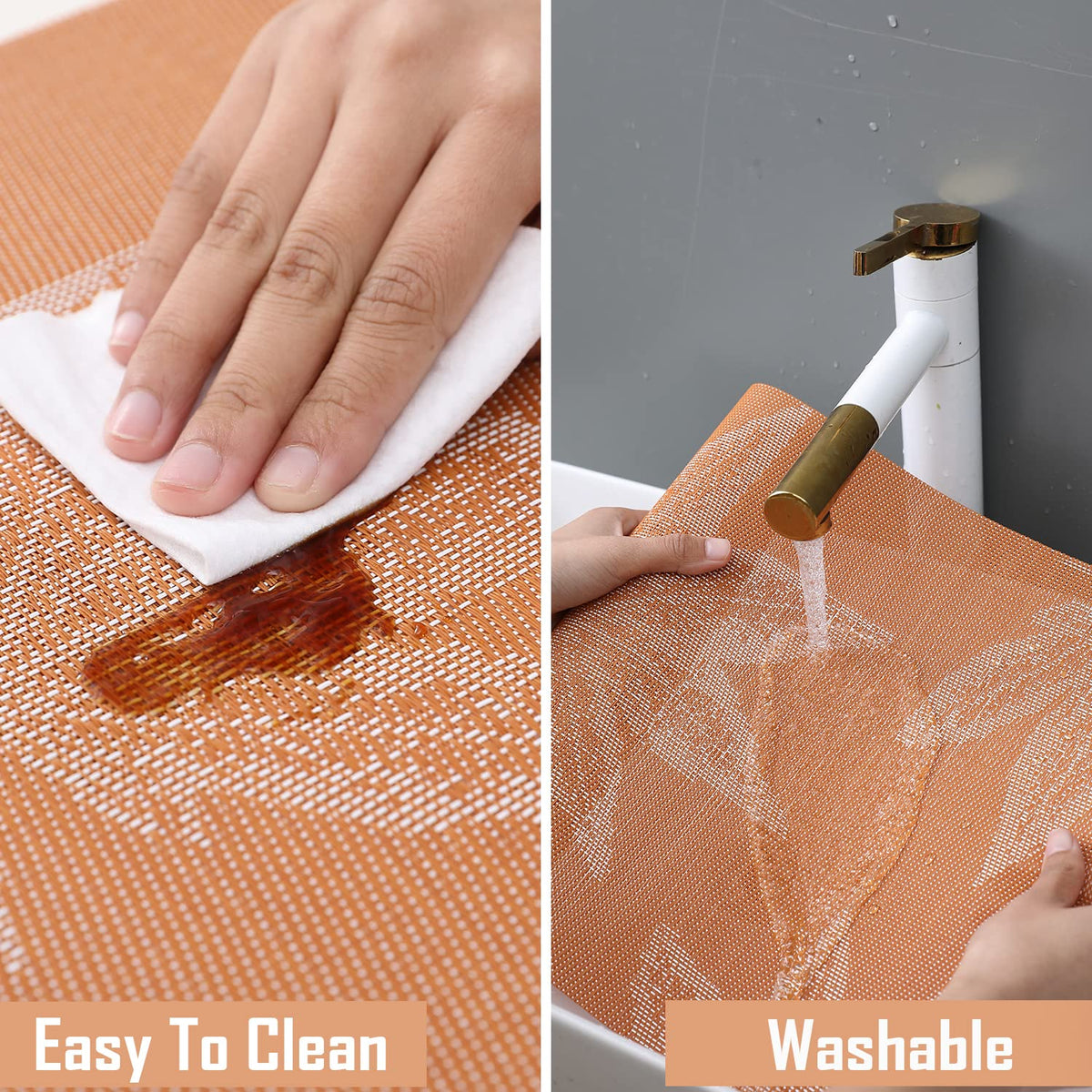 PVC Dining Table Mats, Orange Maple Leaf