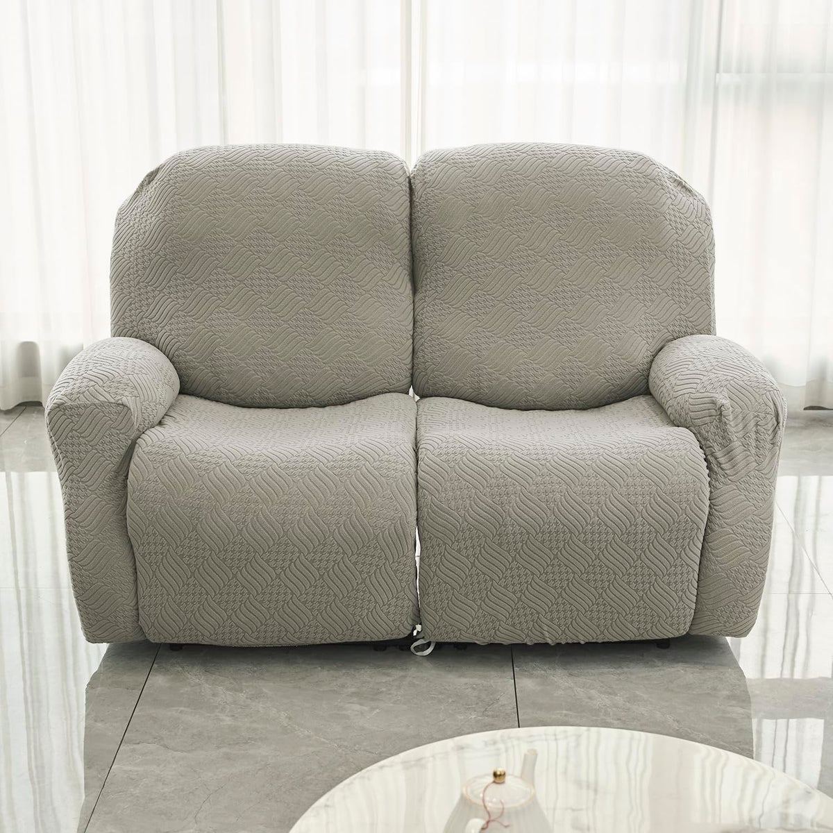 Buy Taupe Brown Colour Jacquard 2 Seater Recliner Sofa Cover