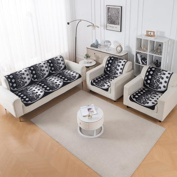 Woven Edit Chenille Jacquard Reversible 5-Seater Sofa Cover (3+1+1), Ivory Trellis