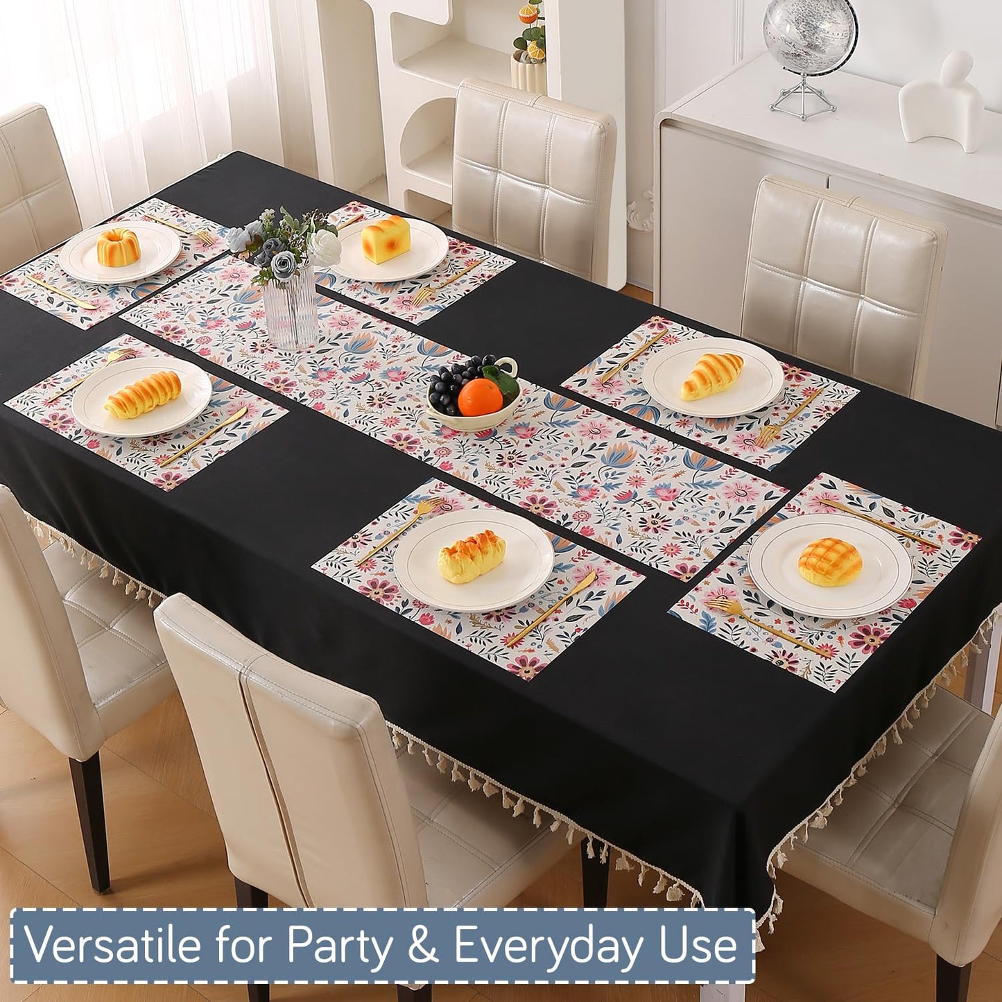Artistic Flora PVC Washable Mats for Dining Table - Wild Daisies