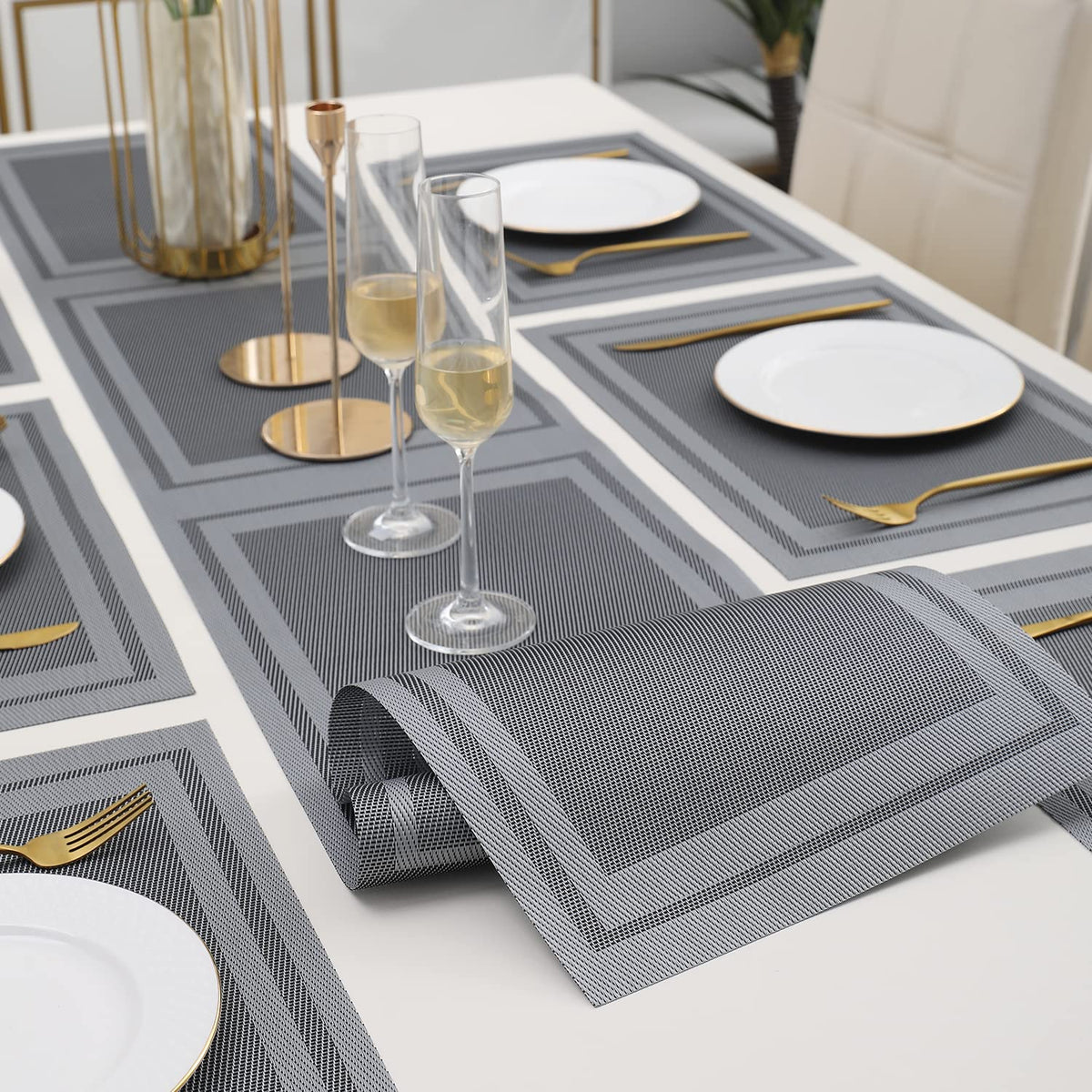 PVC Dining Table Mats, Grey