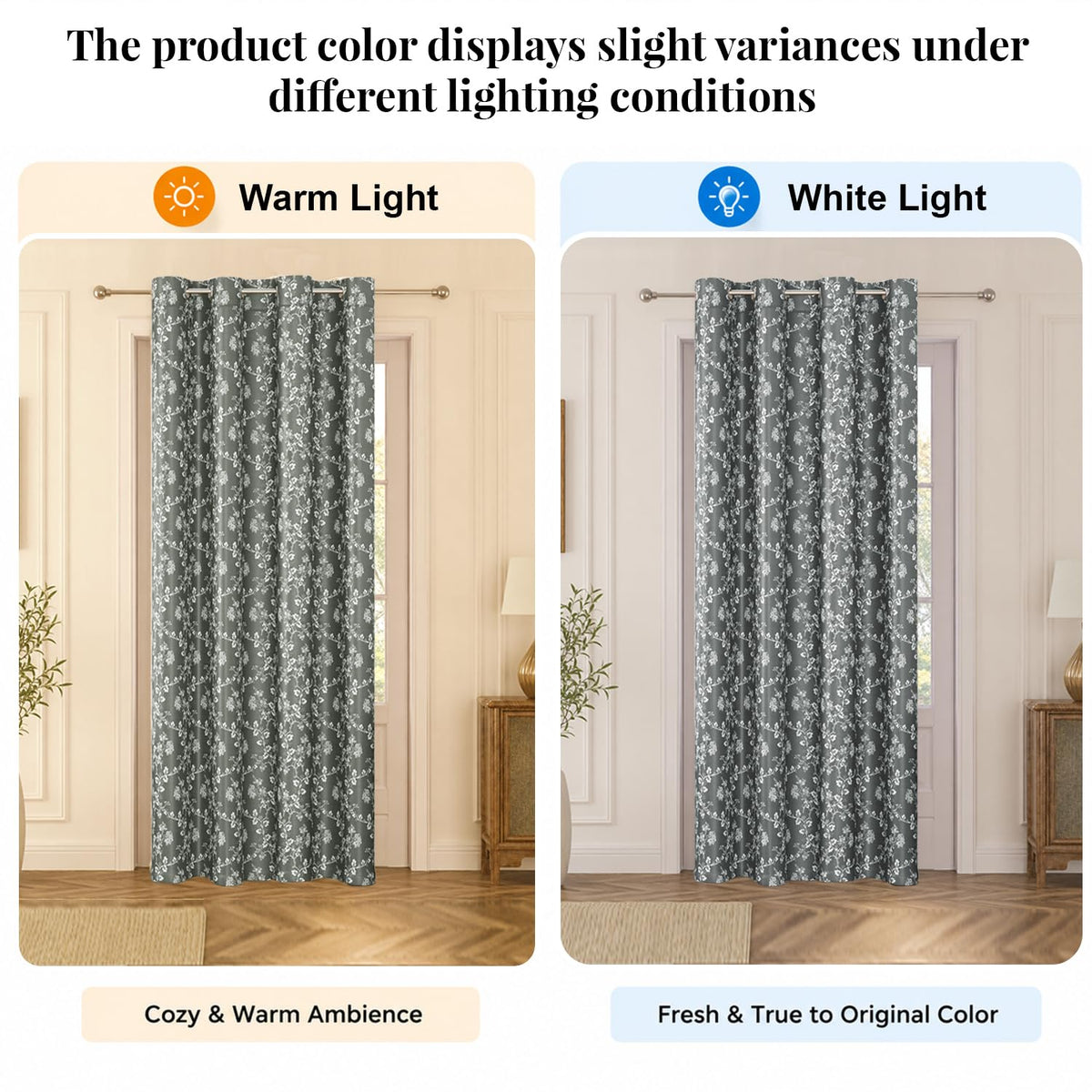 HOKIPO Bahaar Eyelet Curtains, 7 Feet Long - Charcoal Grey - image 6