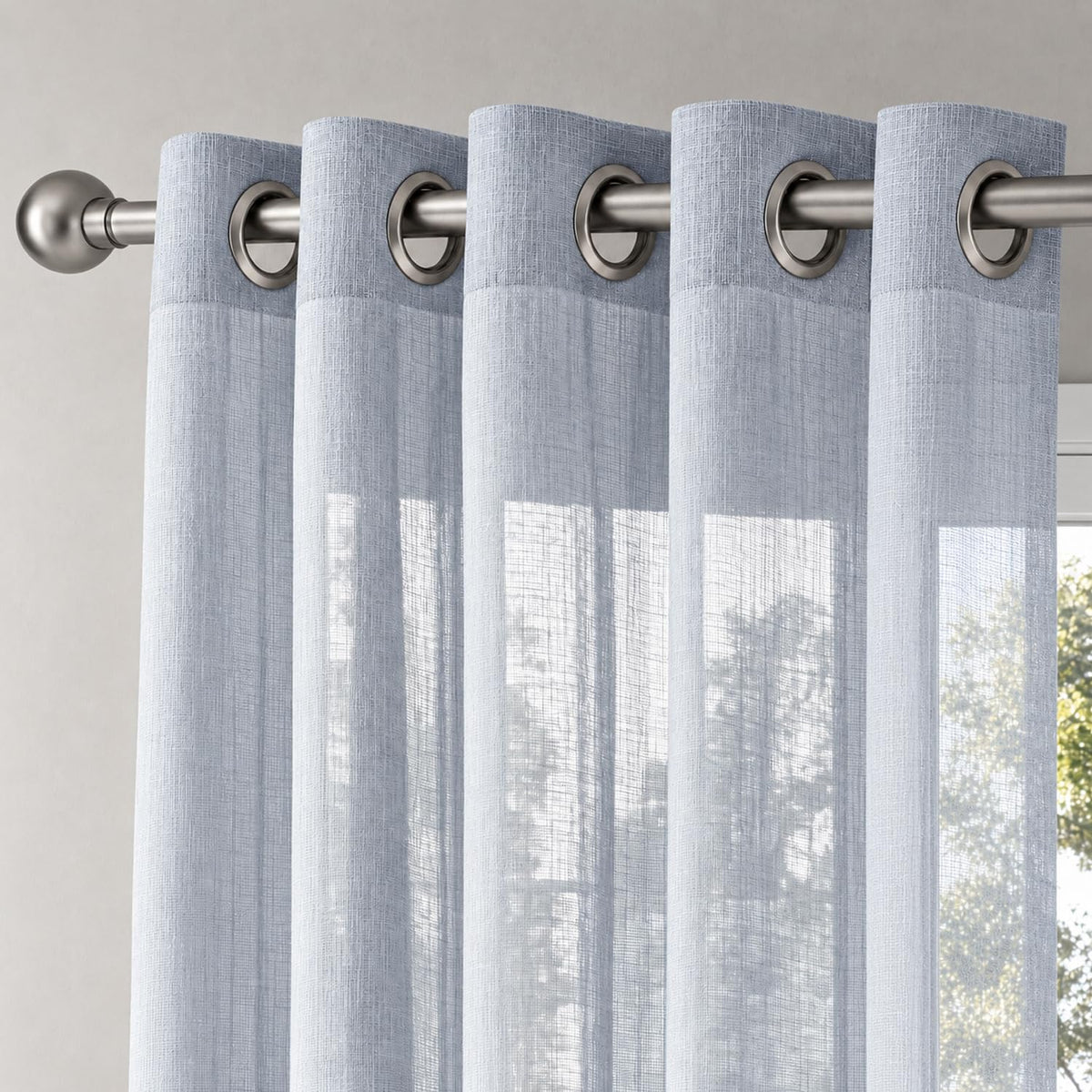 HOKIPO Breeze Sheer Curtains, 7 Feet Long - Slate Grey - image 6