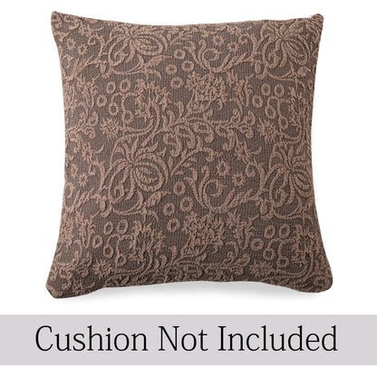 Buy Cute Light Taupe Colour Woven Jacquard Zippered Square Cushion Cover - Best For Decorative and Festive Look
