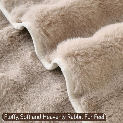 'FurHug' Premium Faux Rabbit Fur Sofa Seat Mats, Latte Brown