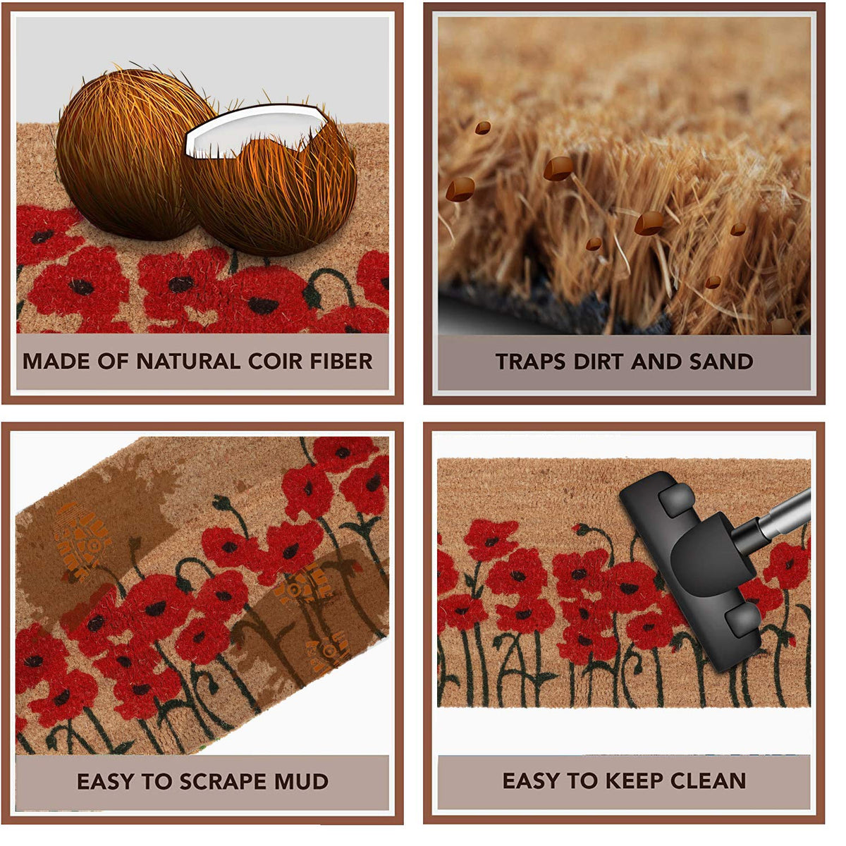 Coir Entrance Door Mat with Anti-Slip PVC Backing
