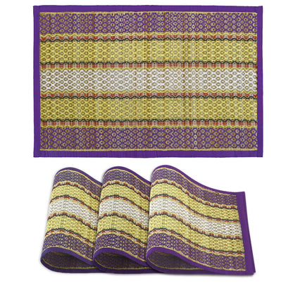 Handmade Madurkathi River Grass Dining Table Mats, Purple