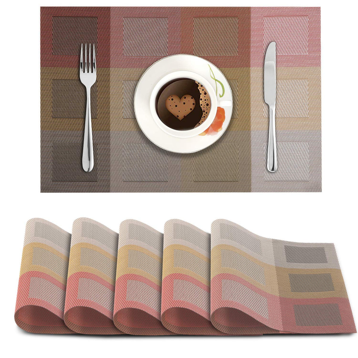 PVC Dining Table Mats, Gradient Red