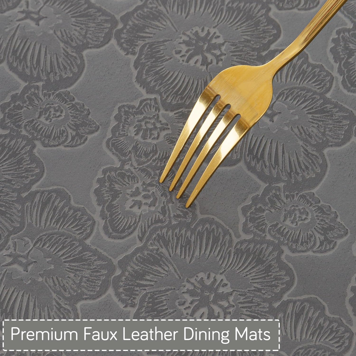 Florista Blush Royal Luxe Faux Leather Mats for Dining Table - Serene Grey