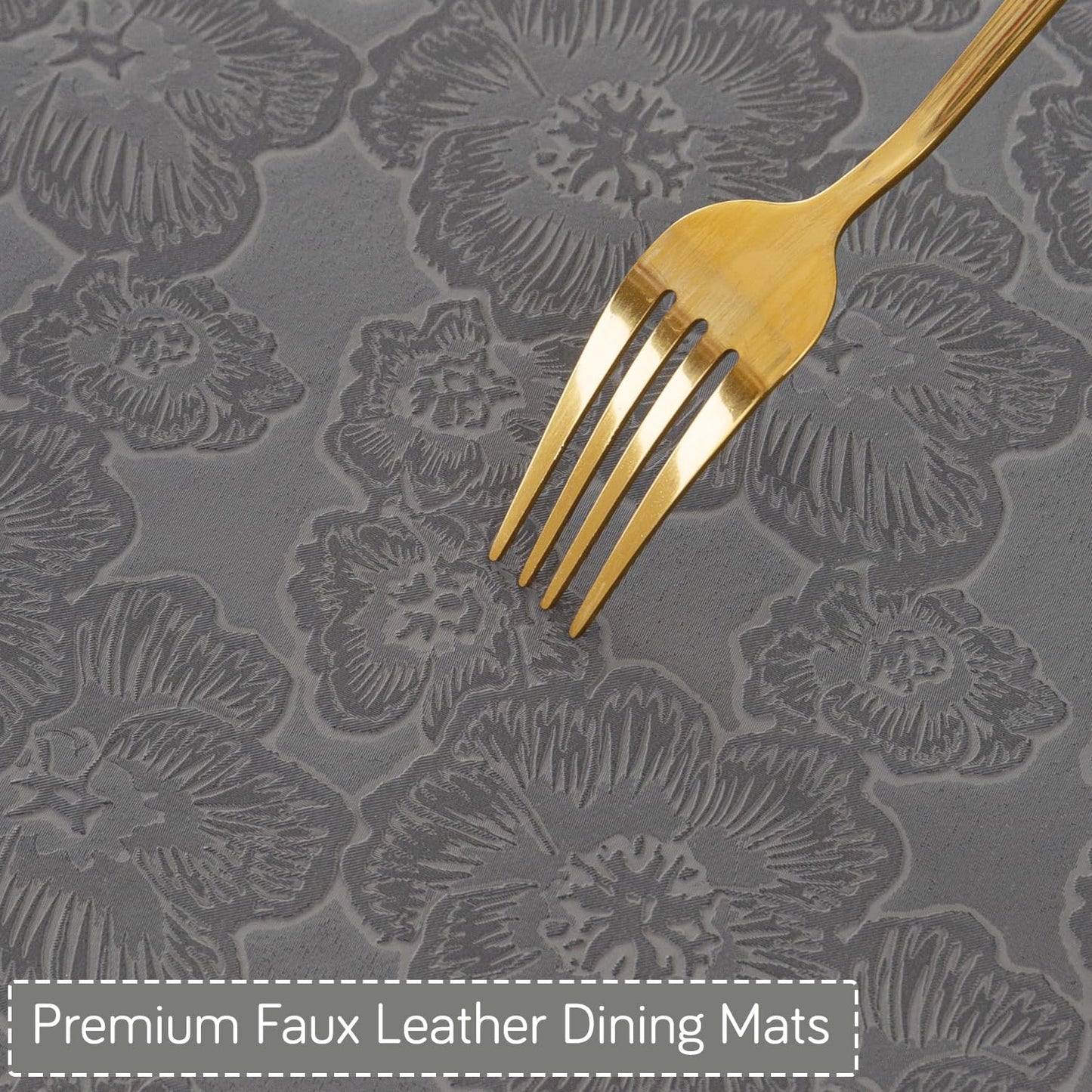 Florista Blush Royal Luxe Faux Leather Mats for Dining Table - Serene Grey