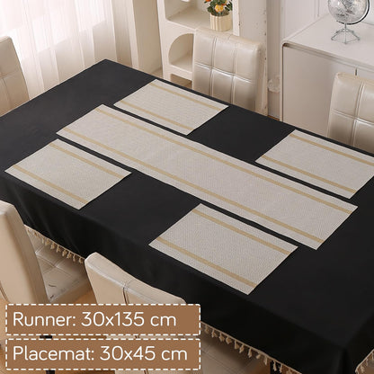 Chevron Stripes PVC Mats for Dining Table - Warm White