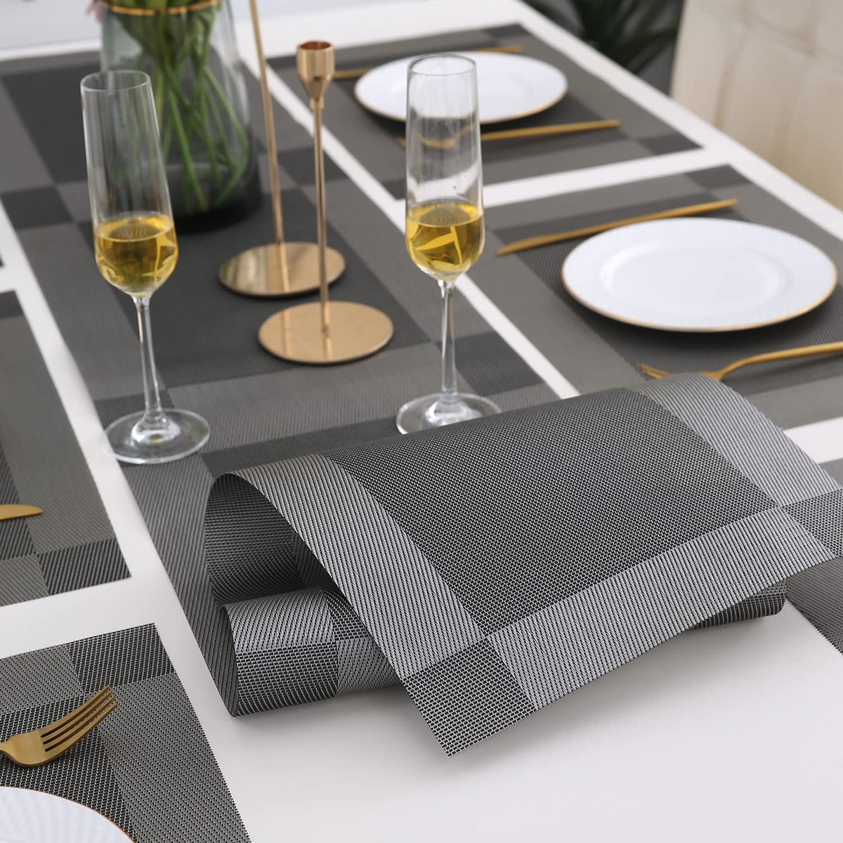 PVC Dining Table Mats, Dark Grey