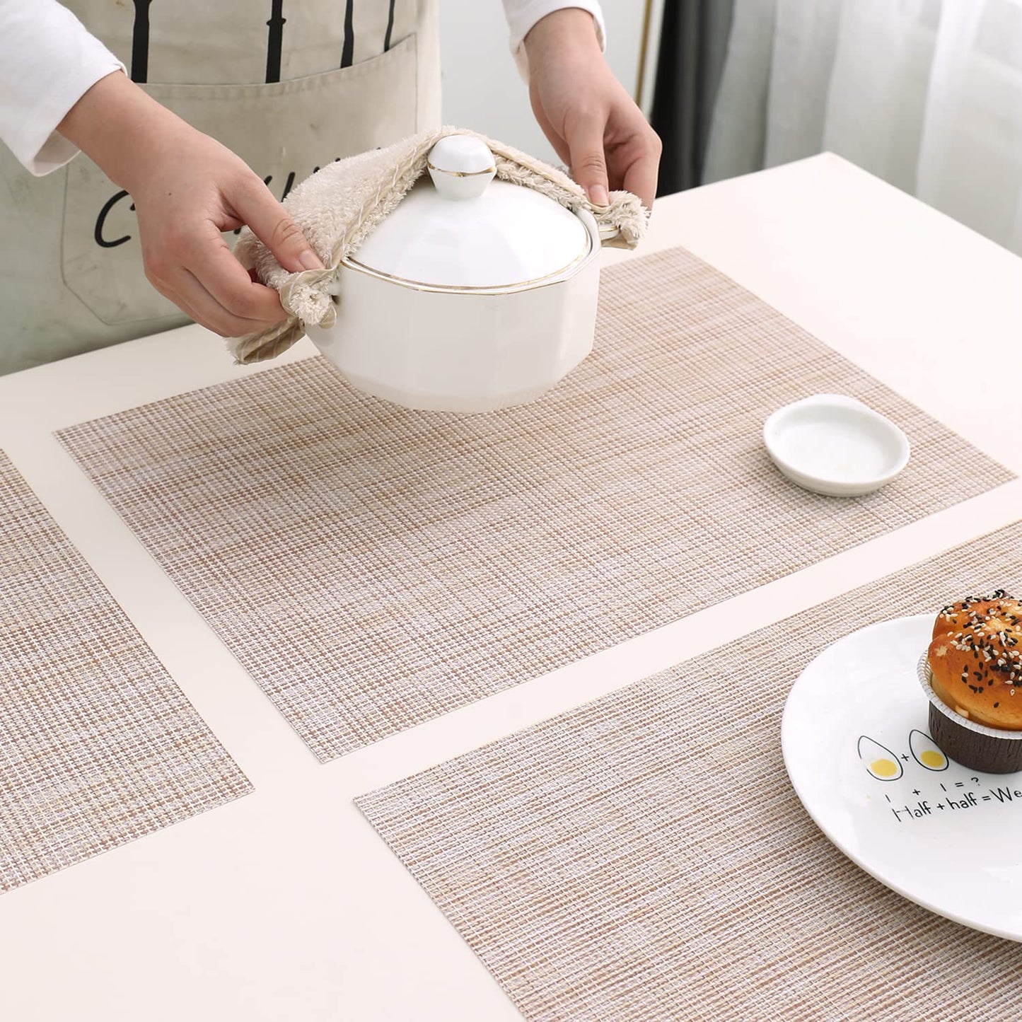 PVC Dining Table Mats, Beige