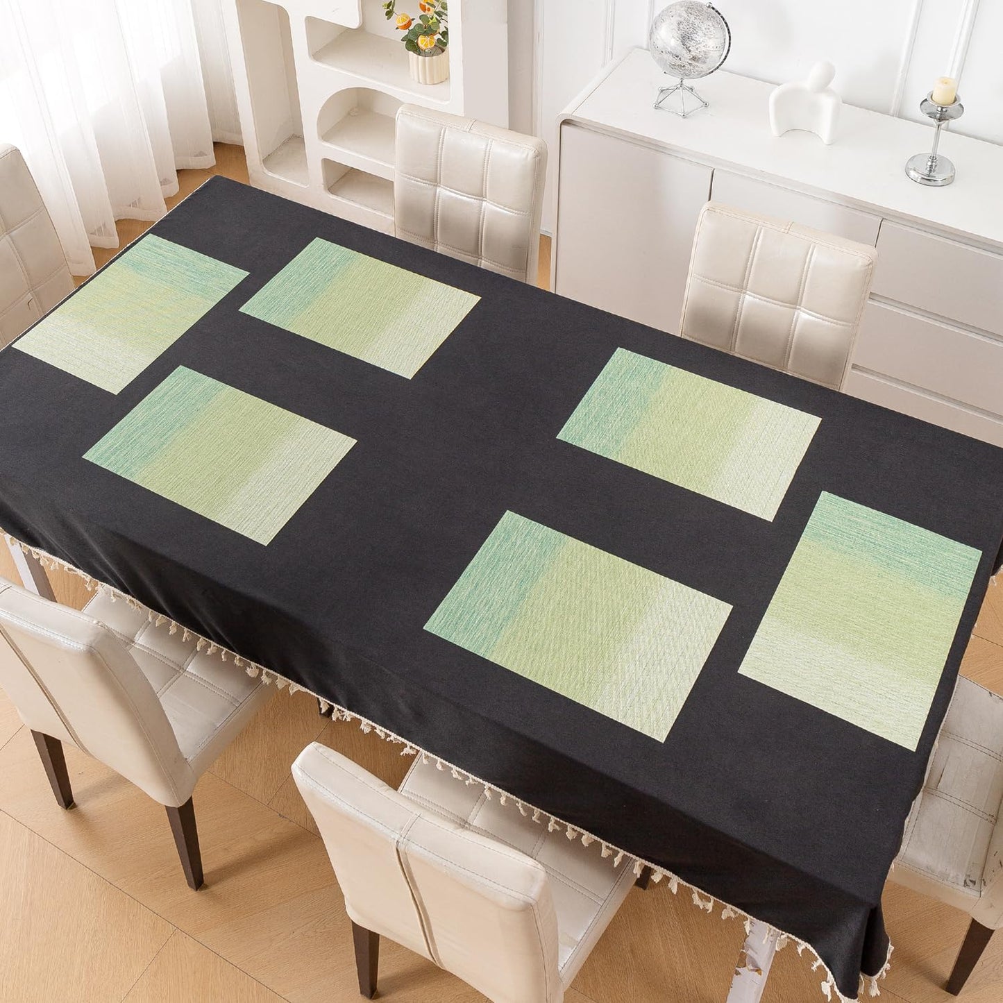 GradientHue PVC Mats for Dining Table - Meadow Mist