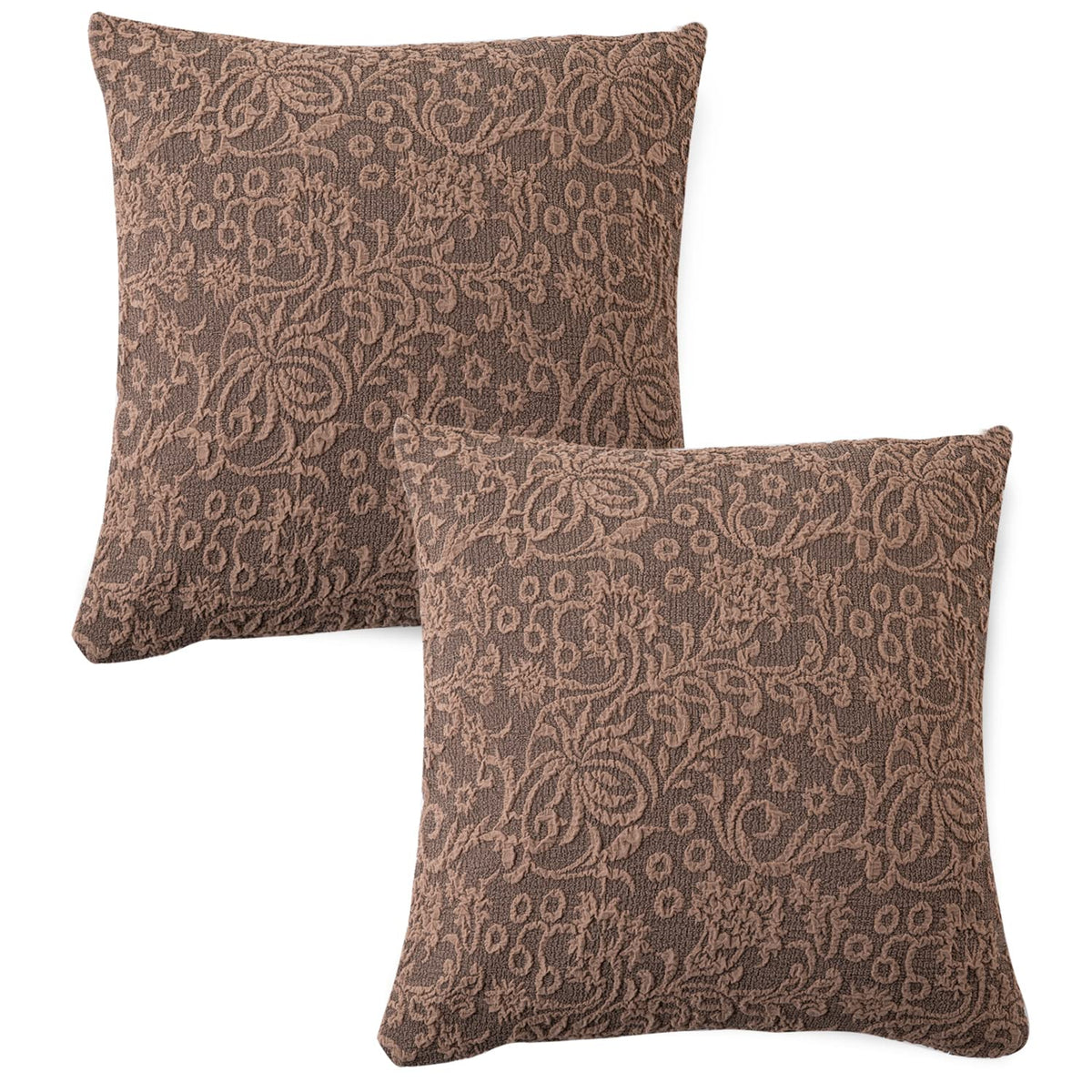 Buy Premium Light Taupe Colour Woven Jacquard Zippered Square Pillow Cover Online