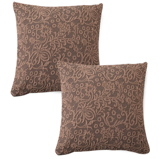 Buy Premium Light Taupe Colour Woven Jacquard Zippered Square Pillow Cover Online