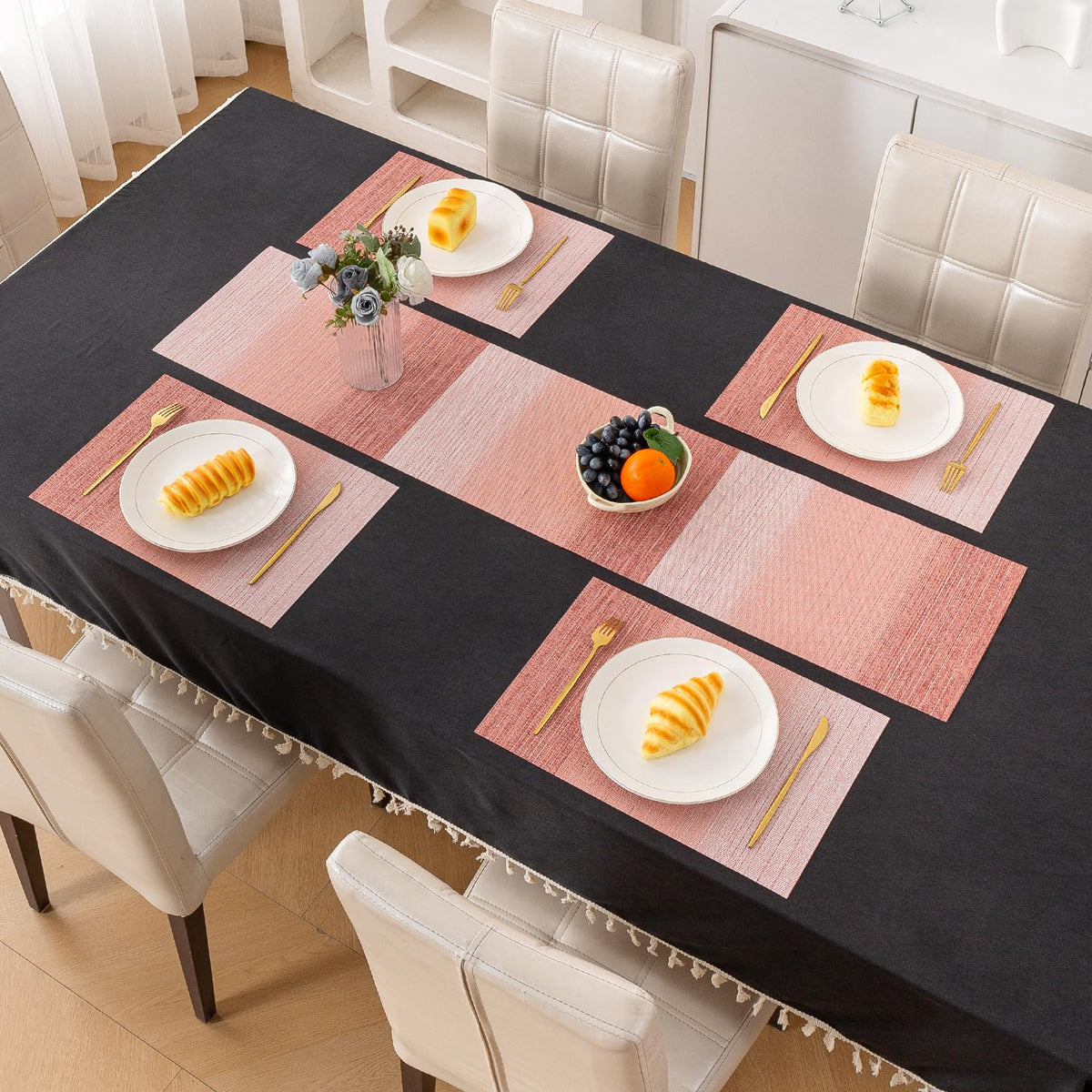 GradientHue PVC Mats for Dining Table - Sunset Glow