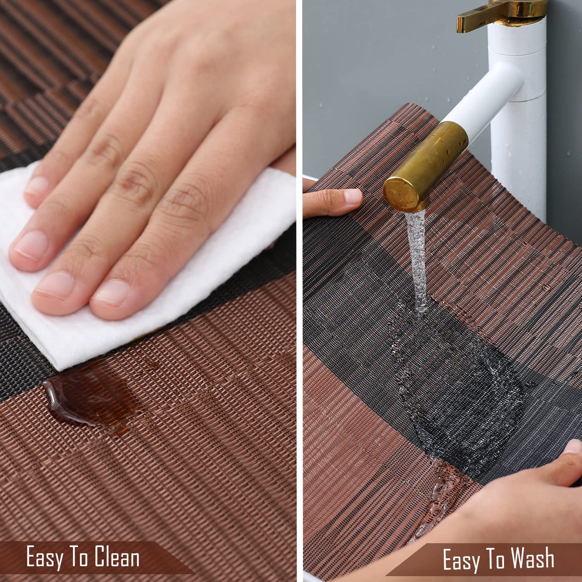 Buy Metallic Brown Colour Washable PVC Dining Tables Runner | HOKIPO