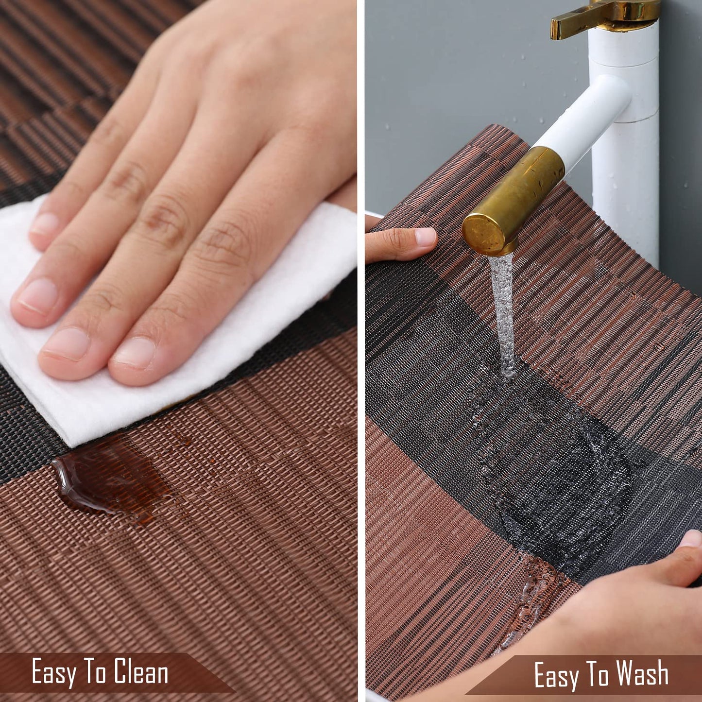 PVC Table Runner, Metallic Brown