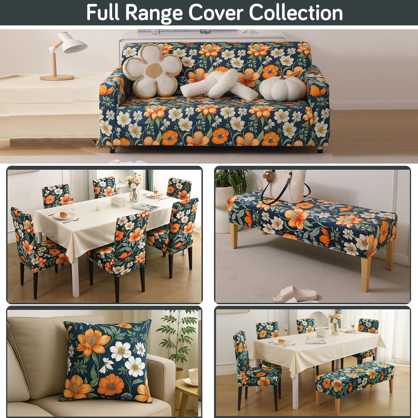 Premium Printed Velvet Dining Bench Cover, Teal Twilight Garden