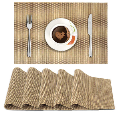 Reversible Bamboo Placemats Set of 6 Table Mats, 45x30 cm, Desert Brown