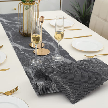 PVC Table Runner, Abstract Black
