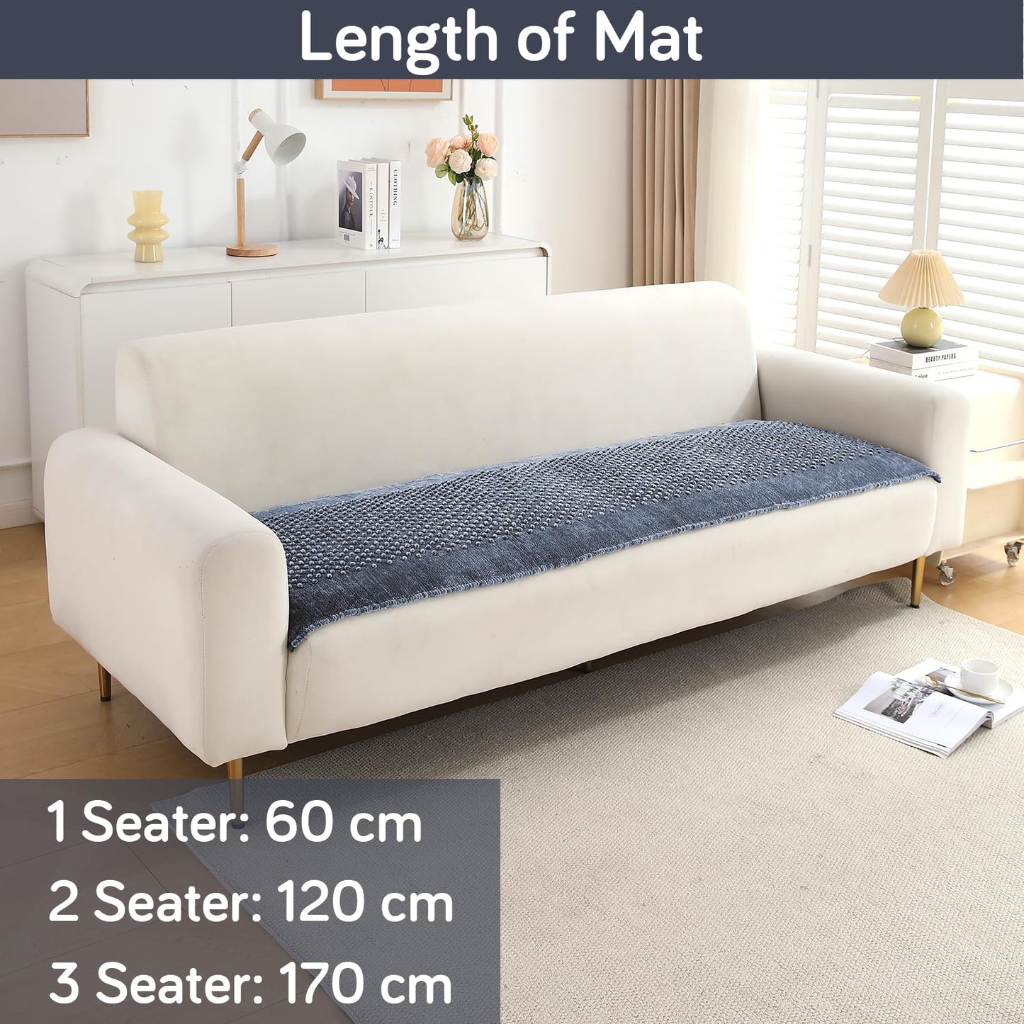 Handloom Made Thick Poly Velvet Reversible Sofa Mat for 1/2/3 Seater, Silver Grey