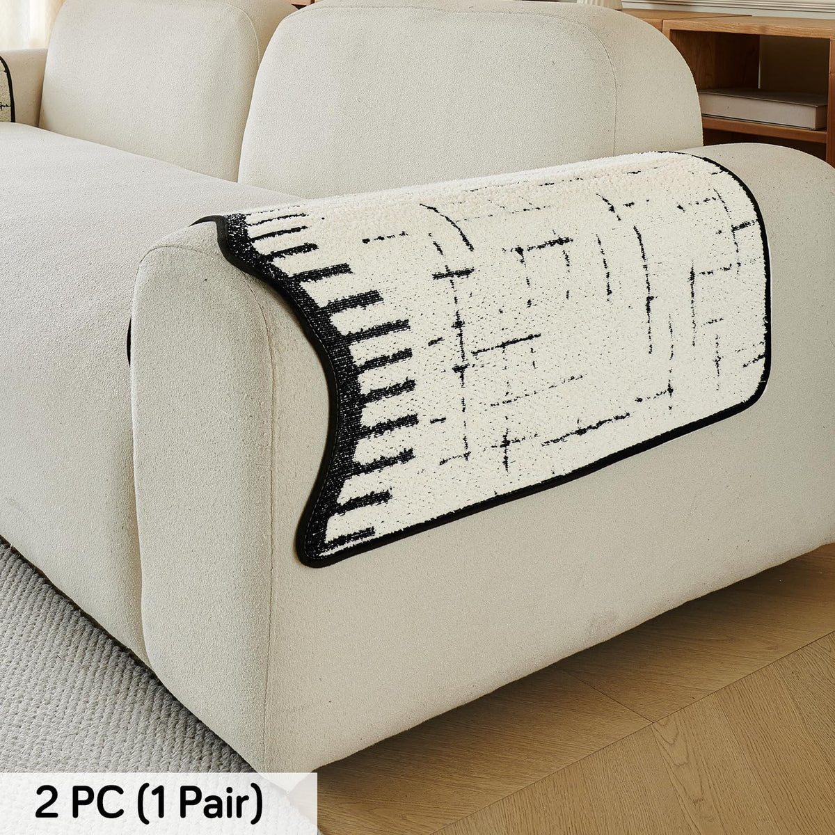 Premium Supple Soft Wavy Sofa Cover Mat, Off White