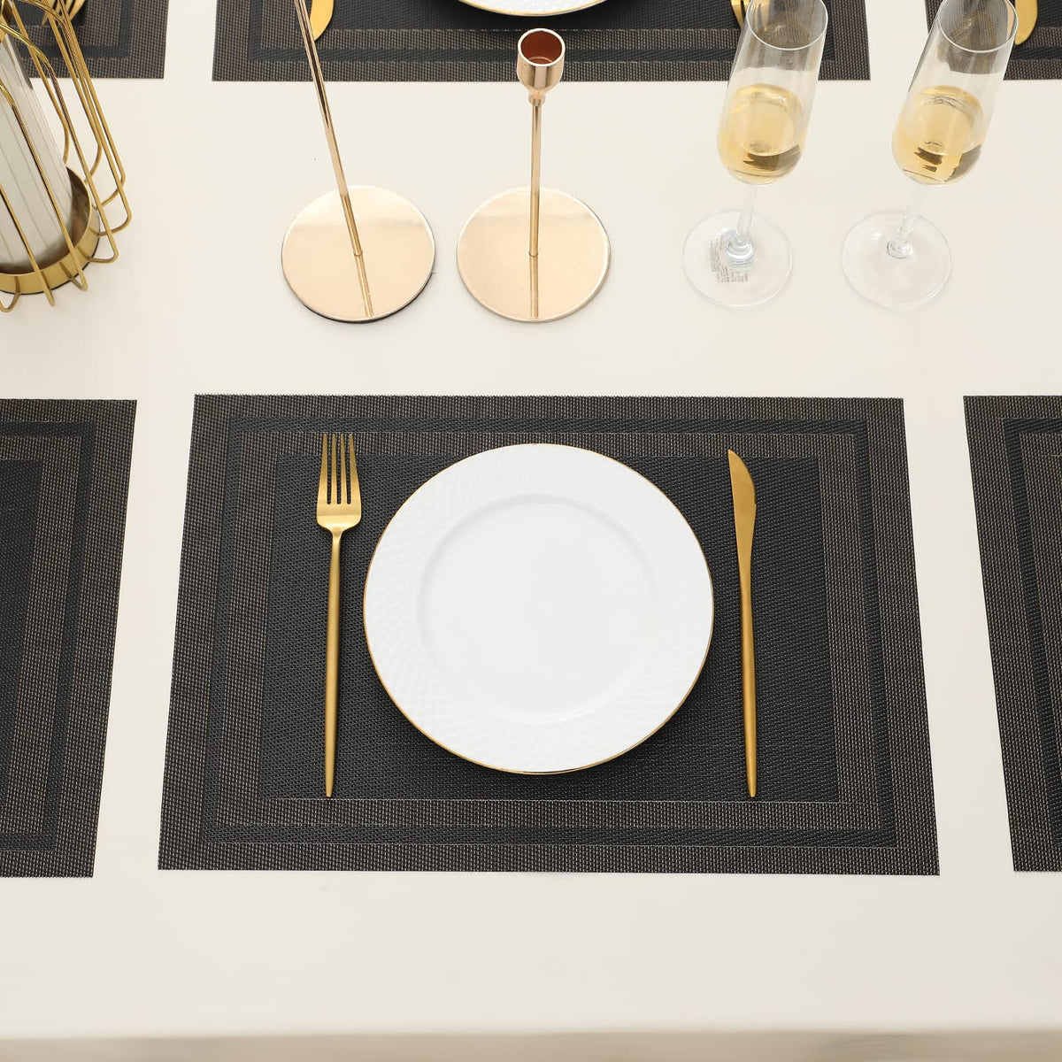 PVC Dining Table Mats, Charcoal Black