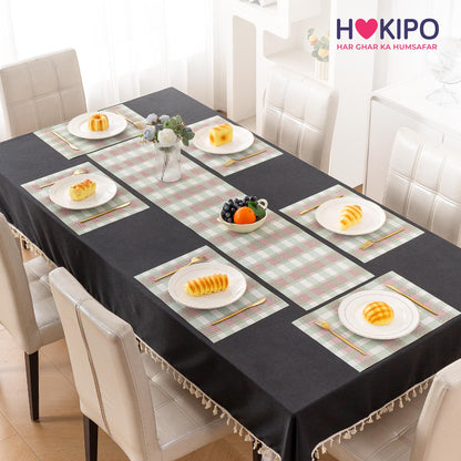 Classic Checks PVC Washable Mats for Dining Table - Mint Green