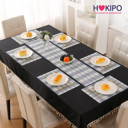 Classic Checks PVC Washable Mats for Dining Table - Pacific Blue