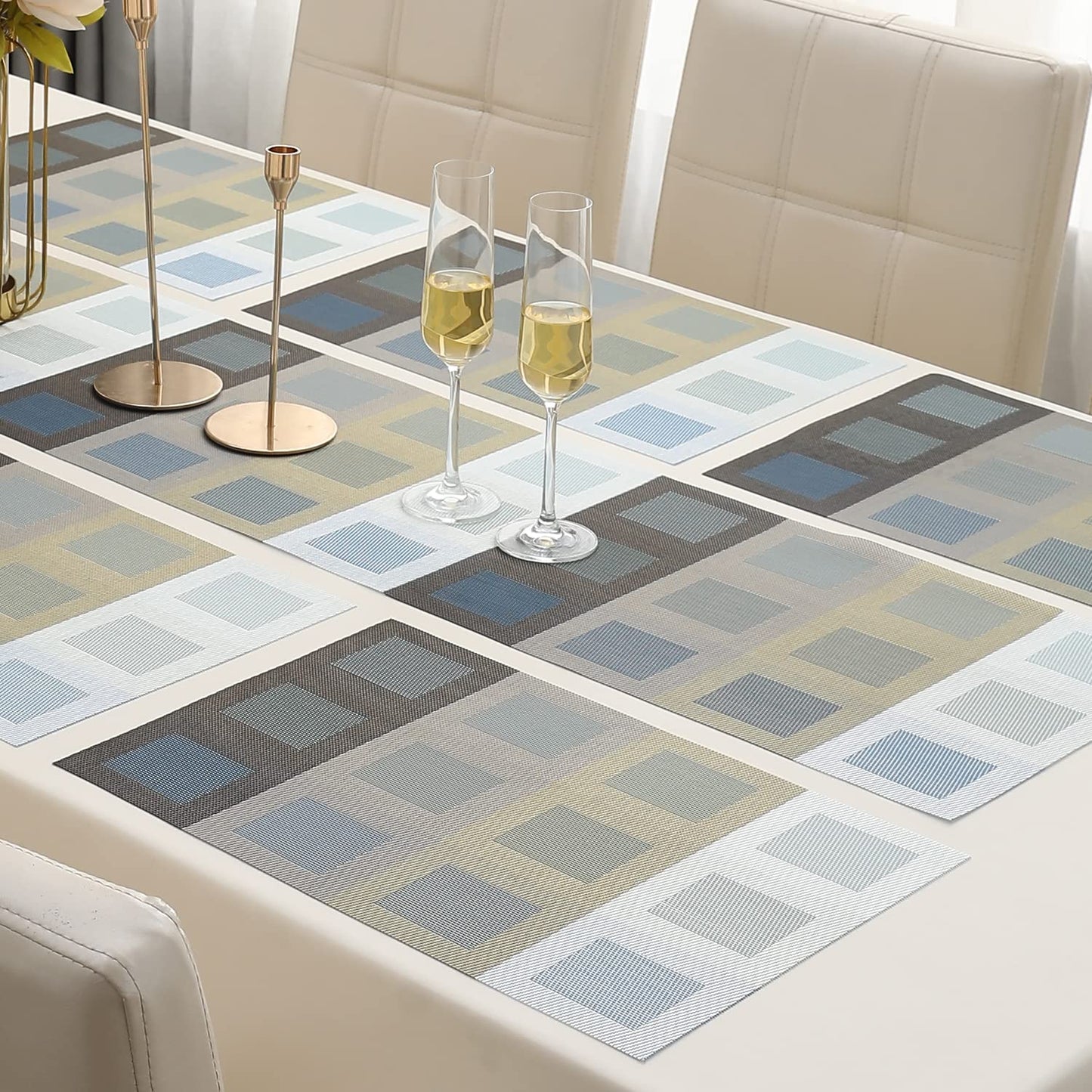 PVC Dining Table Mats, Gradient Blue