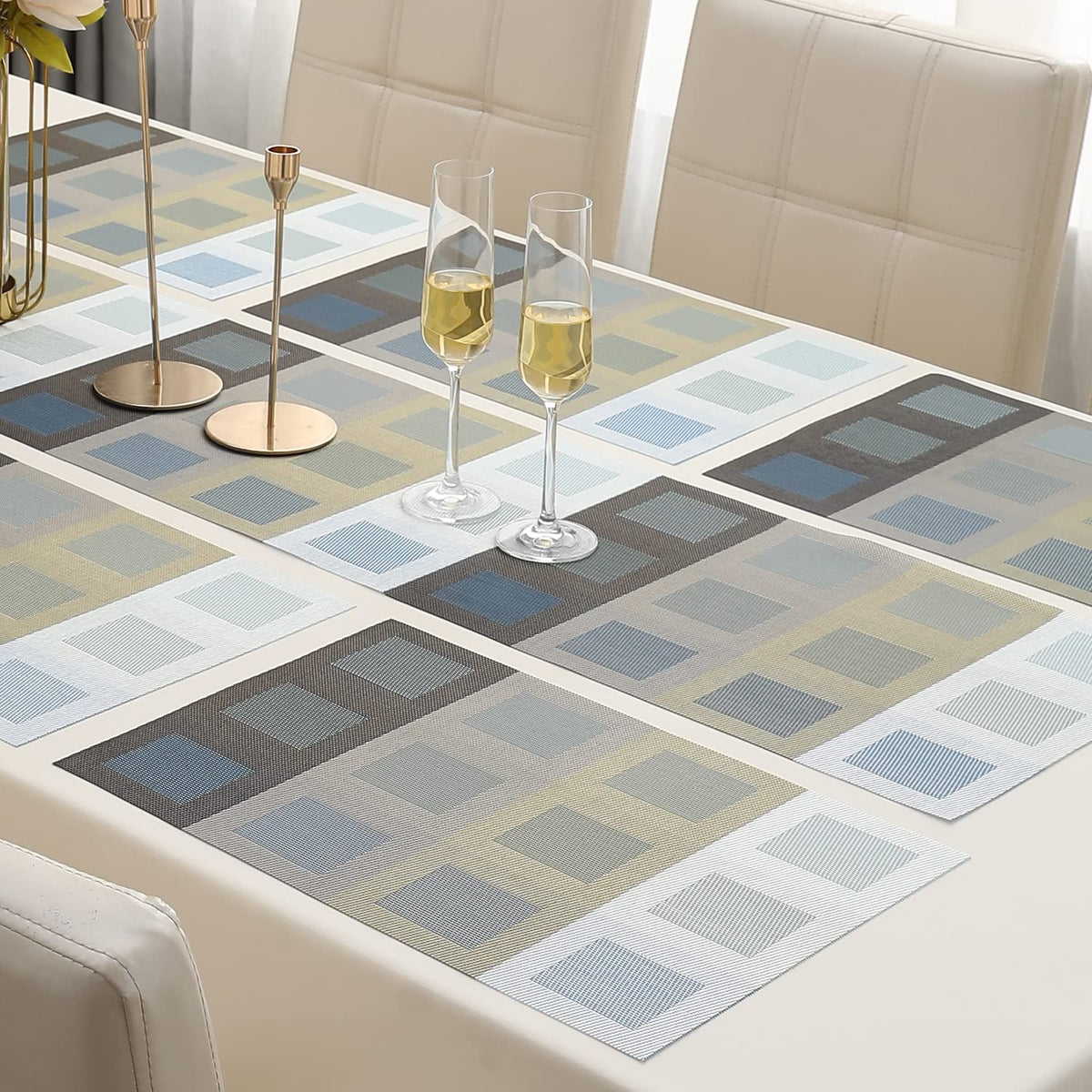 PVC Dining Table Mats, Gradient Blue