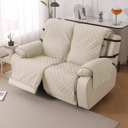 UrbanQuilt Recliner Sofa Slipcover Mat with Dual Belt for 1/2/3 Seater - Cream
