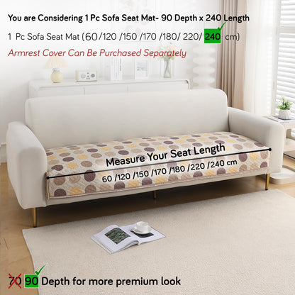 Printed Quilted Sofa Cover Mats, Brown Polka Dot