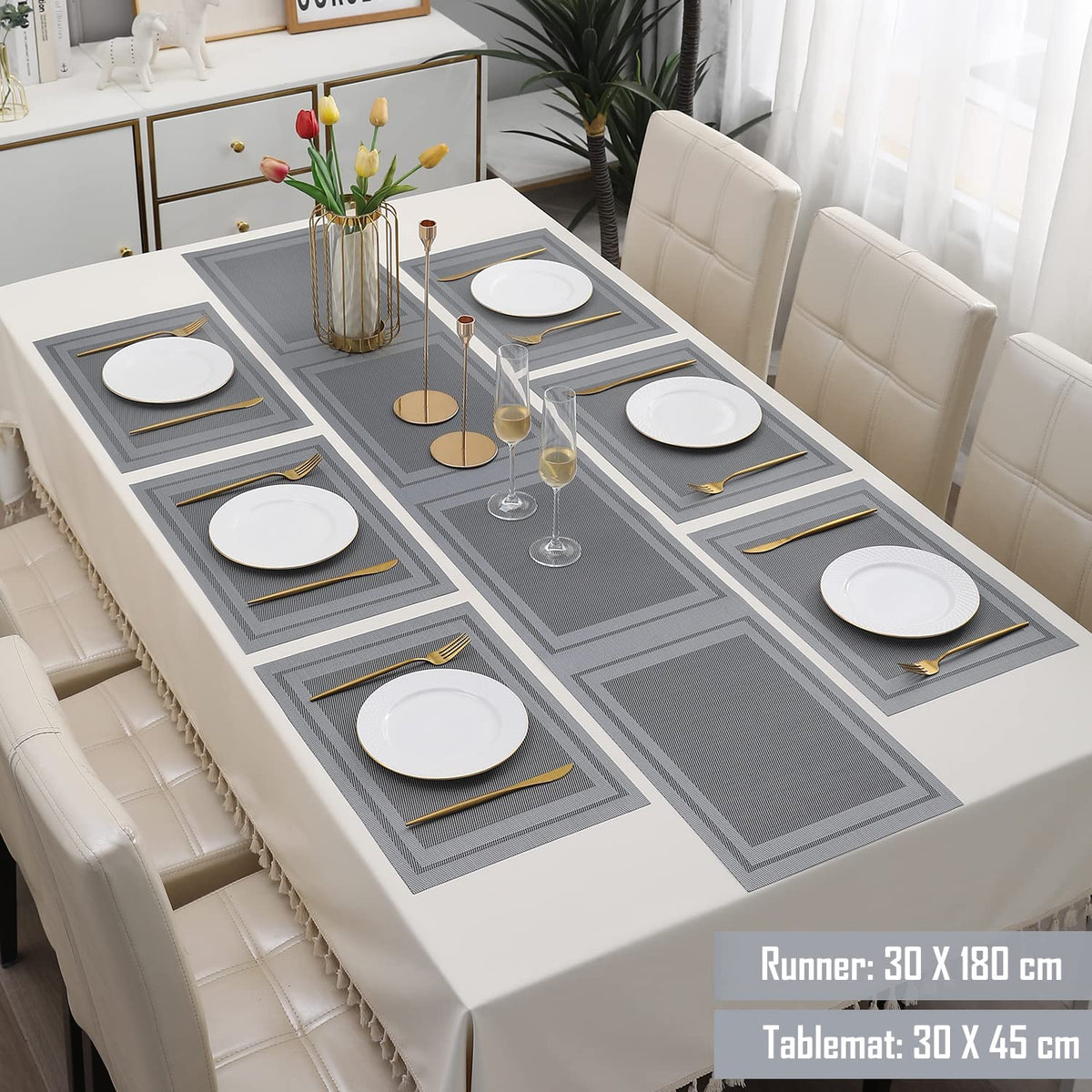PVC Dining Table Mats, Grey
