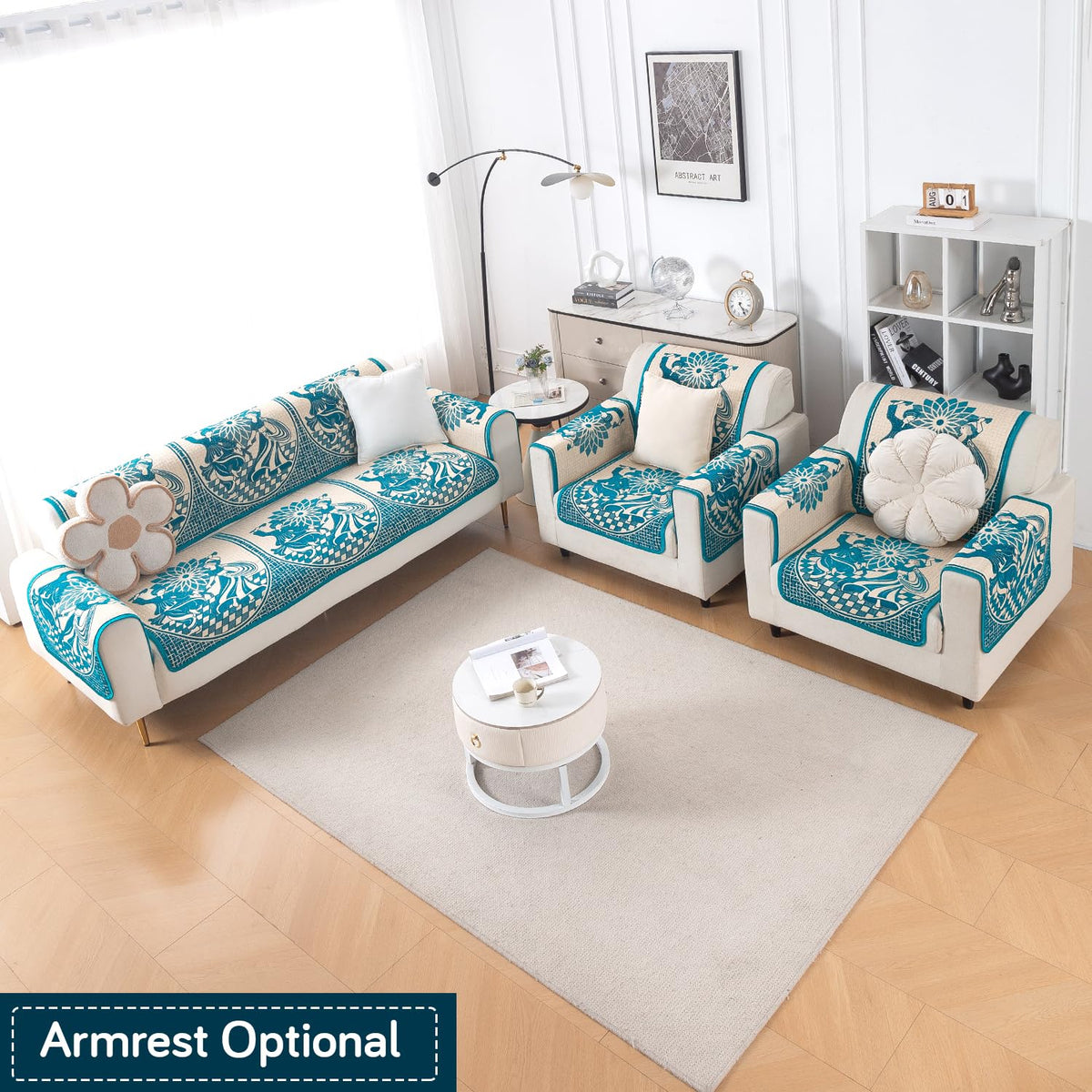Woven Edit Chenille Jacquard Reversible 5-Seater Sofa Cover (3+1+1), Royal Rhythm