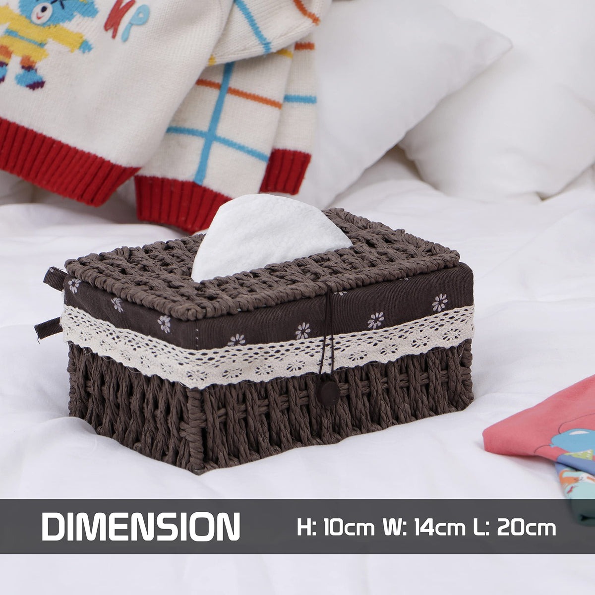 buy brown handwoven small eco-friendly tissue box | HOKIPO