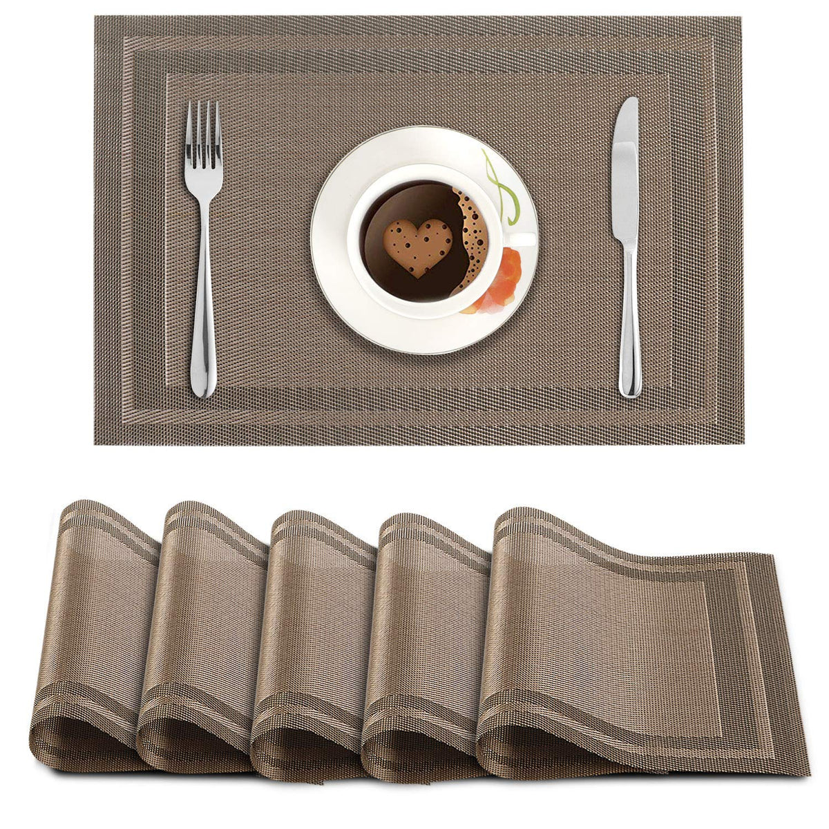 PVC Dining Table Mats, Copper Brown