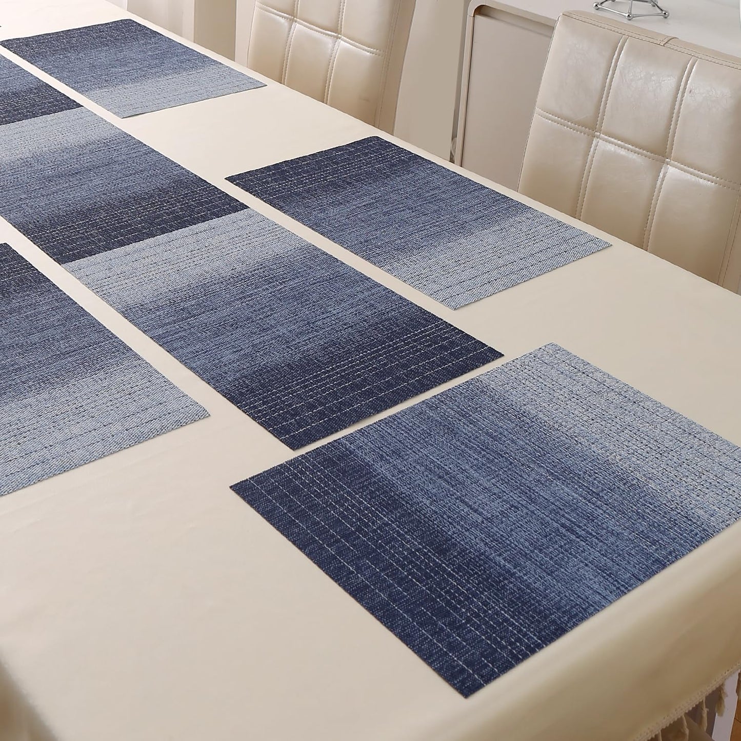 GradientHue PVC Mats for Dining Table - Ocean Hue