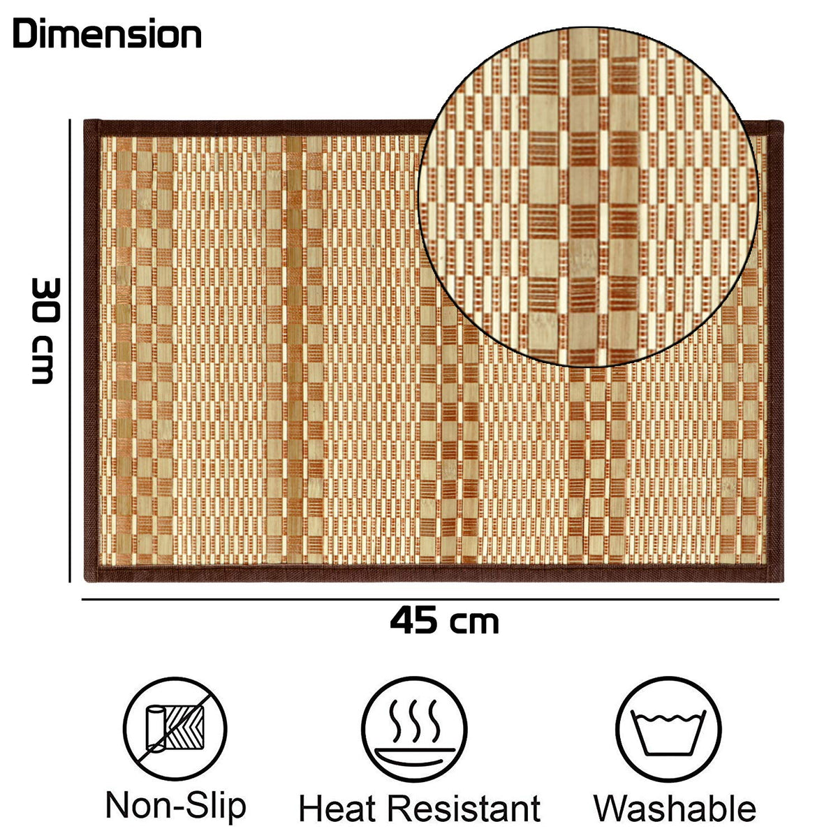 Heat Resistant Bamboo Dinner Mats, Beige
