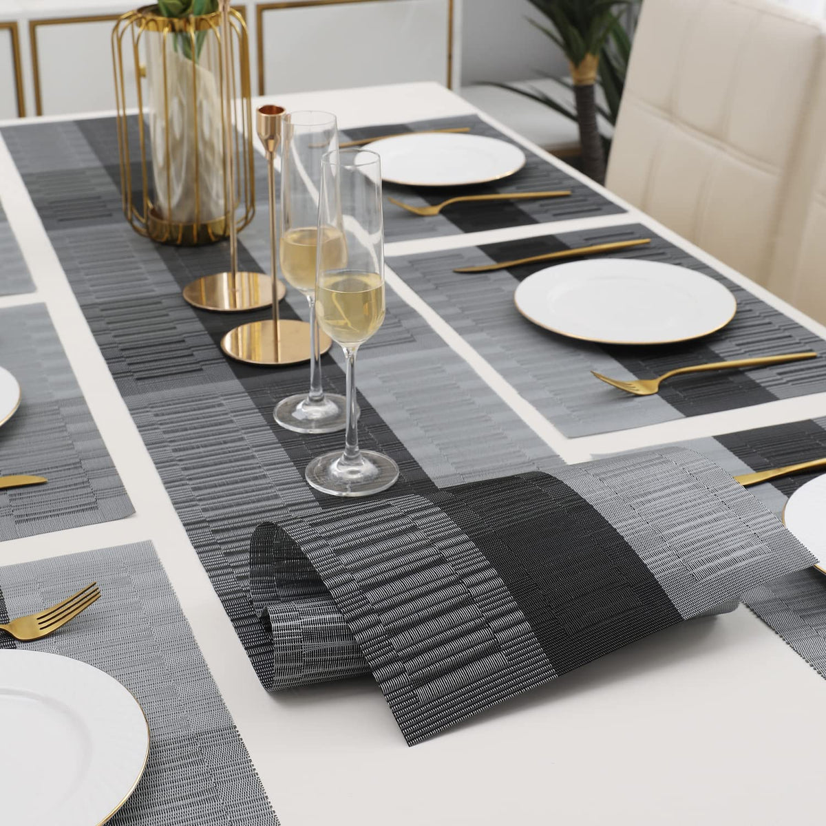PVC Dining Table Mats, Grey