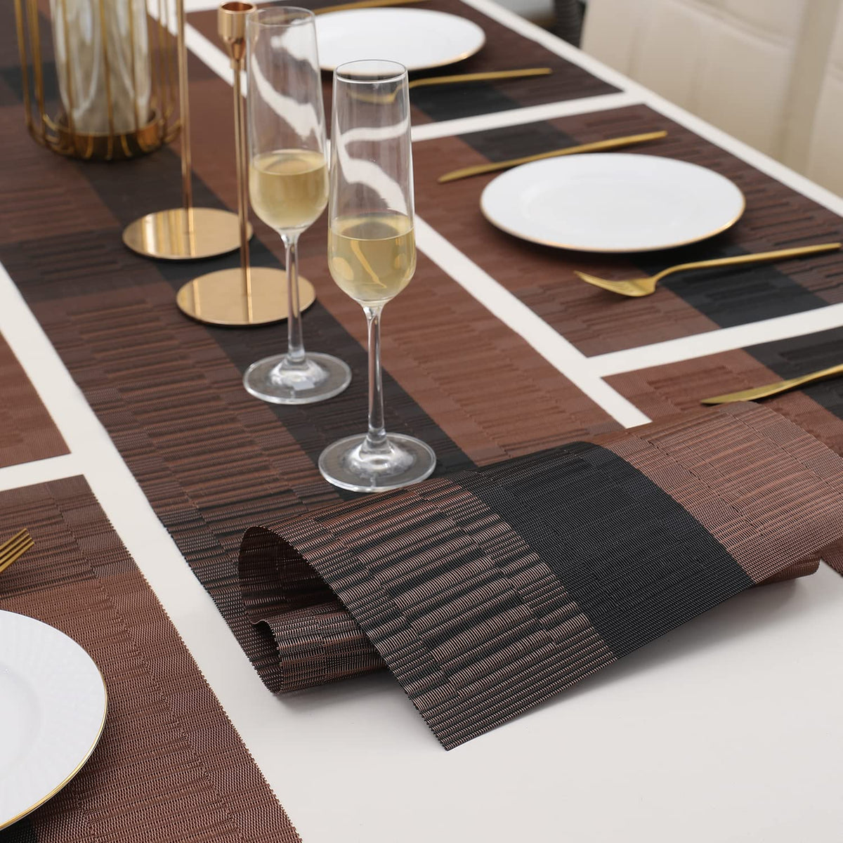 PVC Dining Table Mats, Metalic Brown