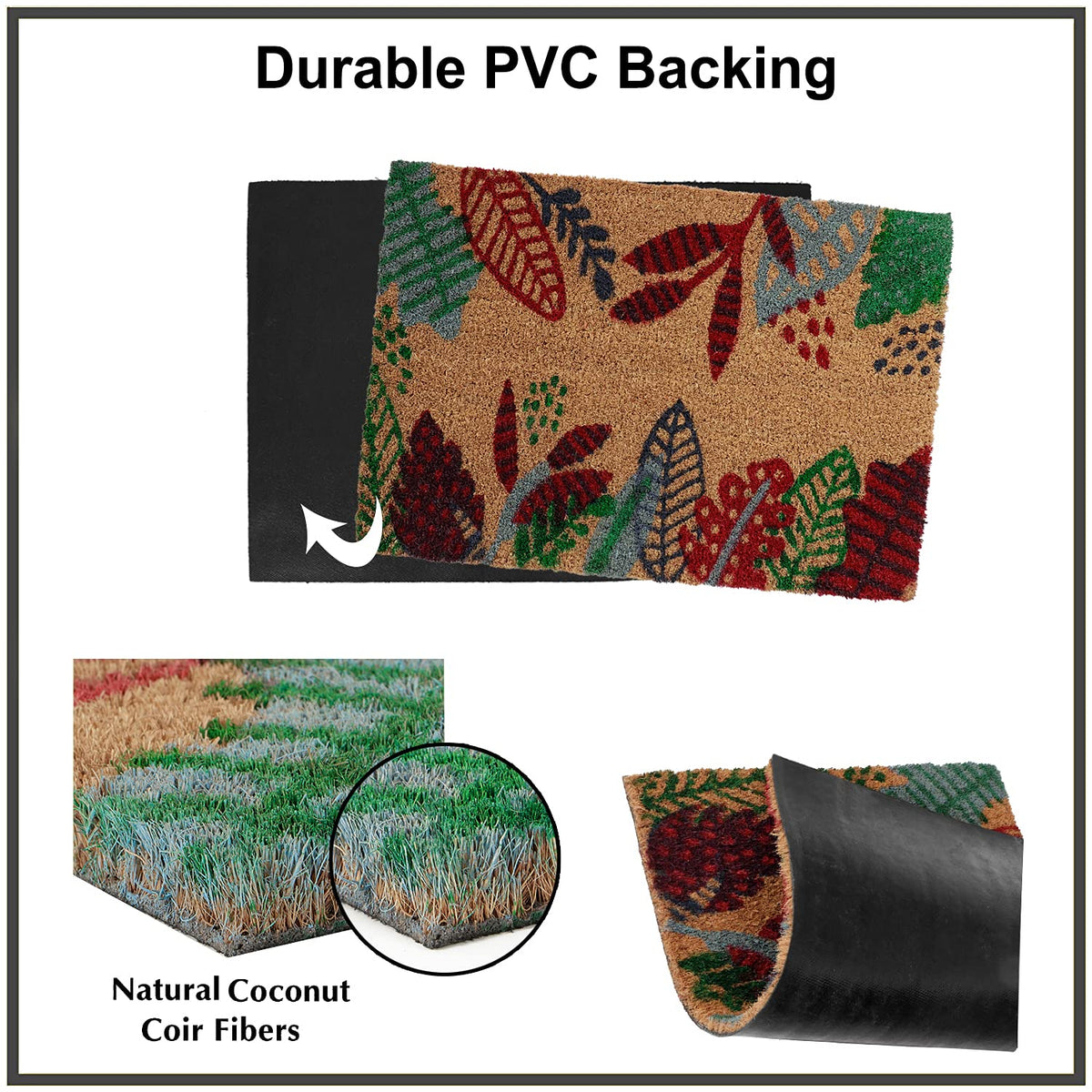Coir Entrance Door Mat with Anti-Slip PVC Backing