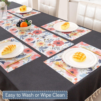 Artistic Flora PVC Washable Mats for Dining Table - Chrysanthemum