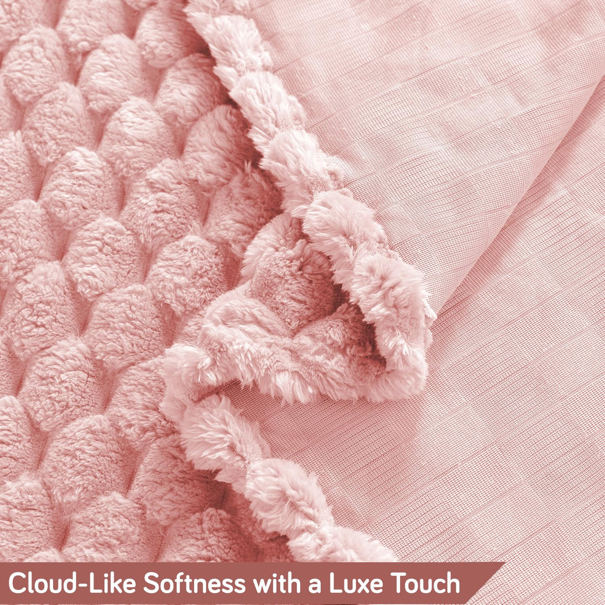 Luxury Rabbit Wool Plush Sofa Throw, Flamingo Pink