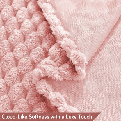 Luxury Rabbit Wool Plush Sofa Throw, Flamingo Pink