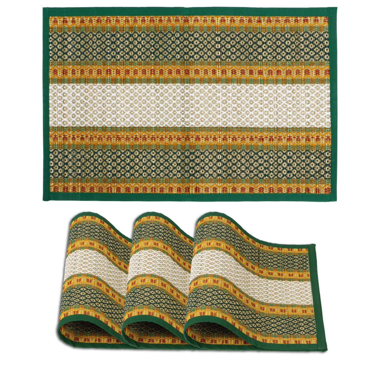 Handmade Madurkathi River Grass Dining Table Mats, Green