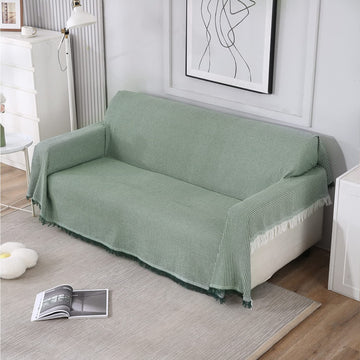 3 seater elegant Bottle Green colour polycotton sofa throw of size 180(D)x300(L)
