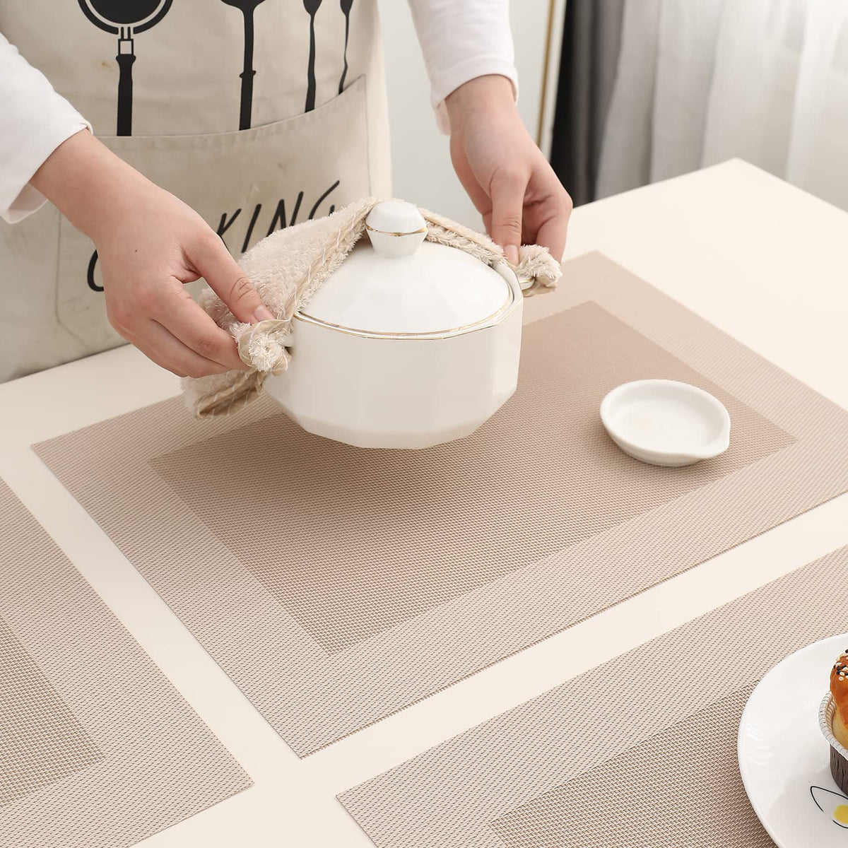 PVC Dining Table Mats, Beige